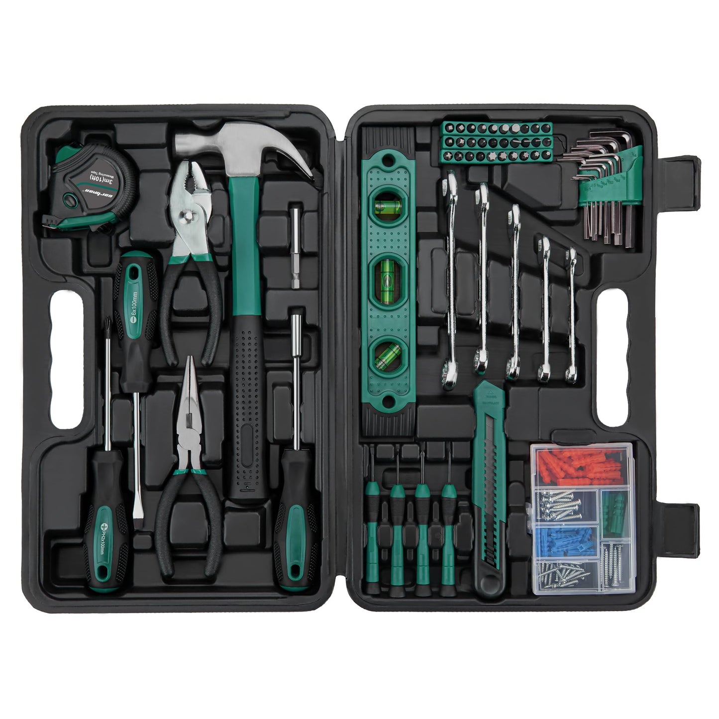 CARTMAN 148Piece Tool Set General Household Hand Tool Kit with Plastic Toolbox Storage Case Blue