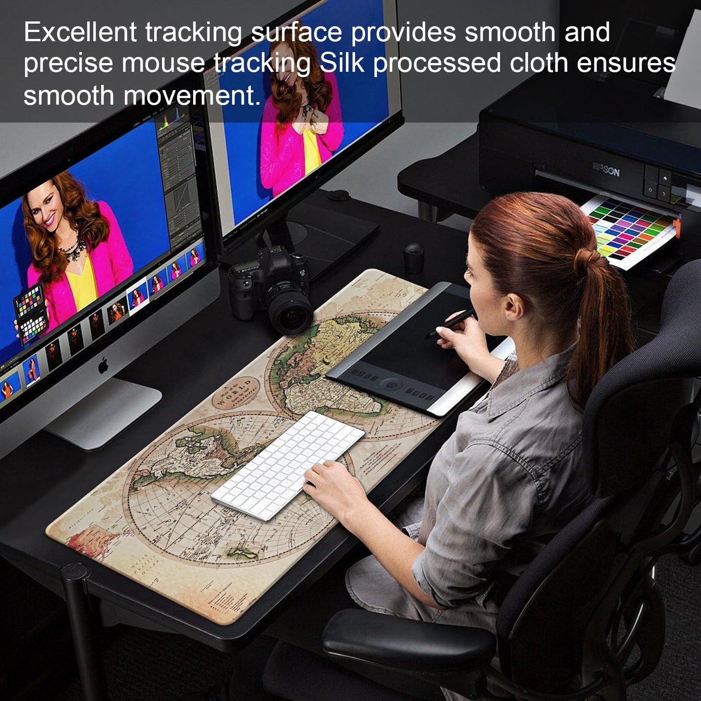 XXL Professional Large Mouse Pad & Computer Game Mouse Mat (35.4x15.7x0.1IN, Map) (90 * 40 Map)