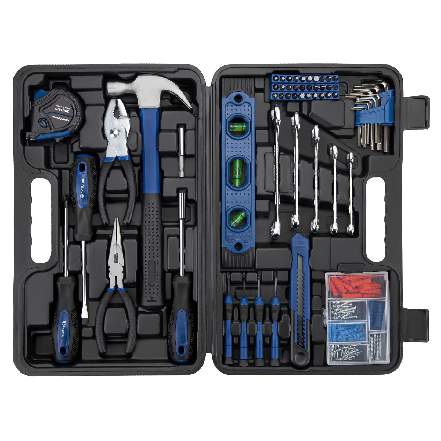 CARTMAN 148Piece Tool Set General Household Hand Tool Kit with Plastic Toolbox Storage Case Blue
