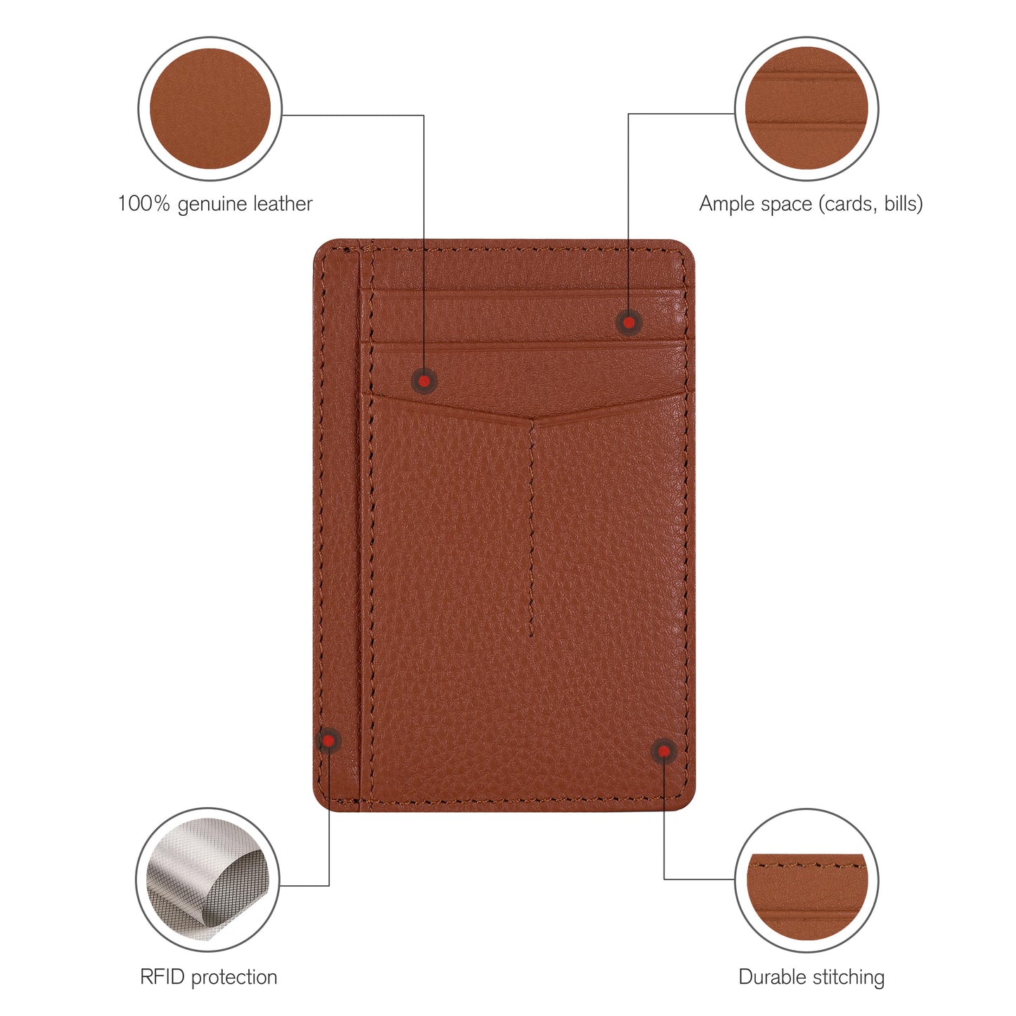 Leather Minimalist Wallet for Men & Women RFID Front Pocket Leather Card Holder Wallets