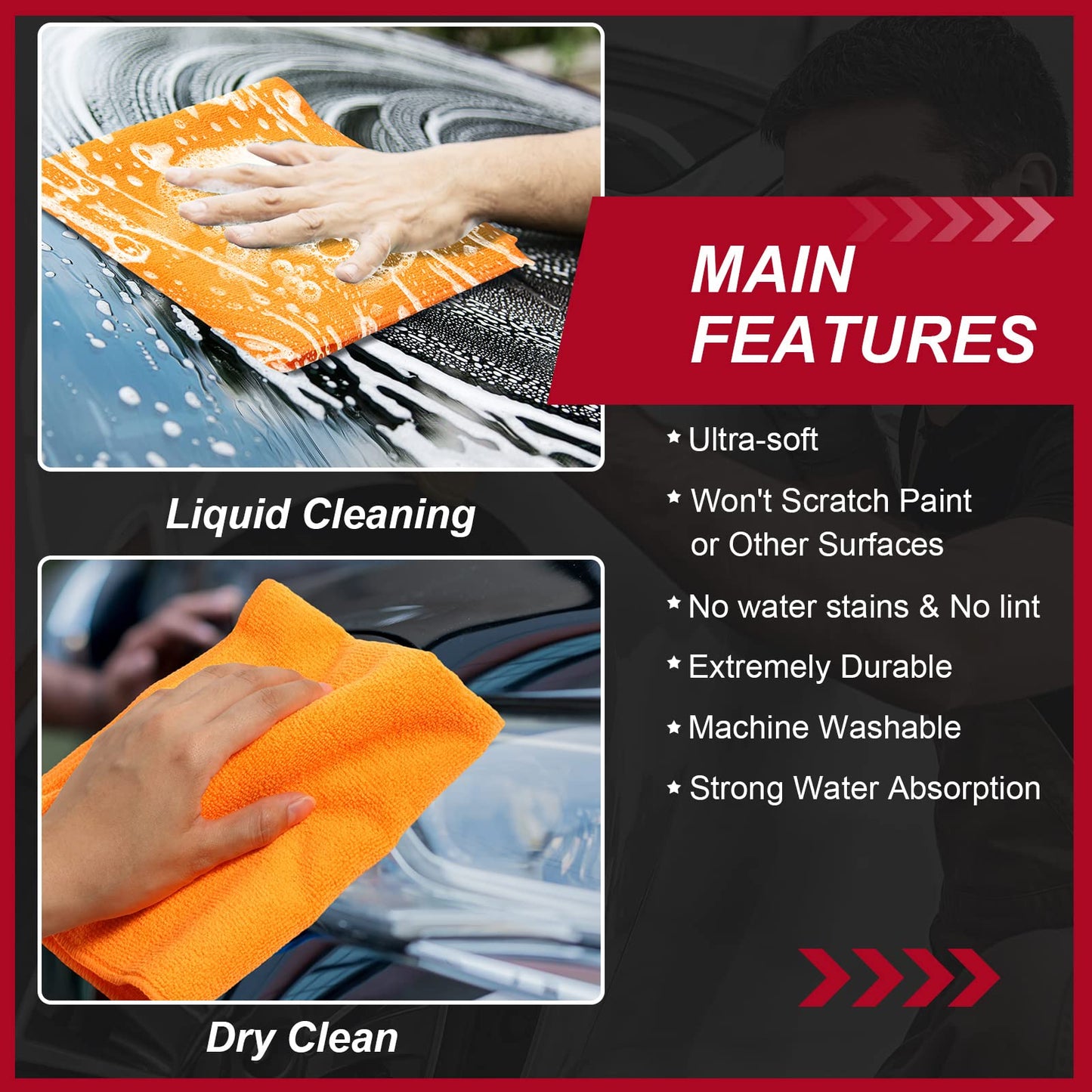 Oudain 200Pcs 16x16 Inch Microfiber Cleaning Cloth Towels for Car, Highly Absorbent Cleaning Rag Washable Reusable Multi-Purpose Wiper Cloths for Wash Car Home Pet Drying Dusting (Gray)