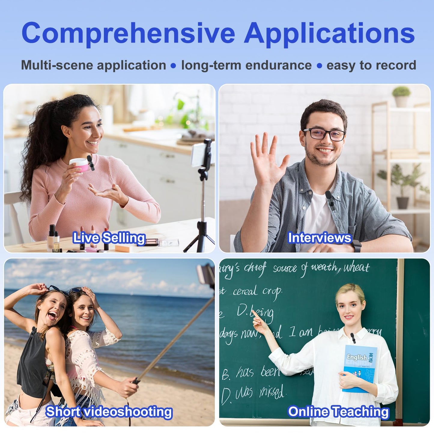 2 Pack Wireless Lavalier Microphone for iPhone, Professional Lapel Mics, Wireless Mic Plug-Play, Lapel Microphone for Video Recording Interview TikTok (USB C for Android iphone15/16)