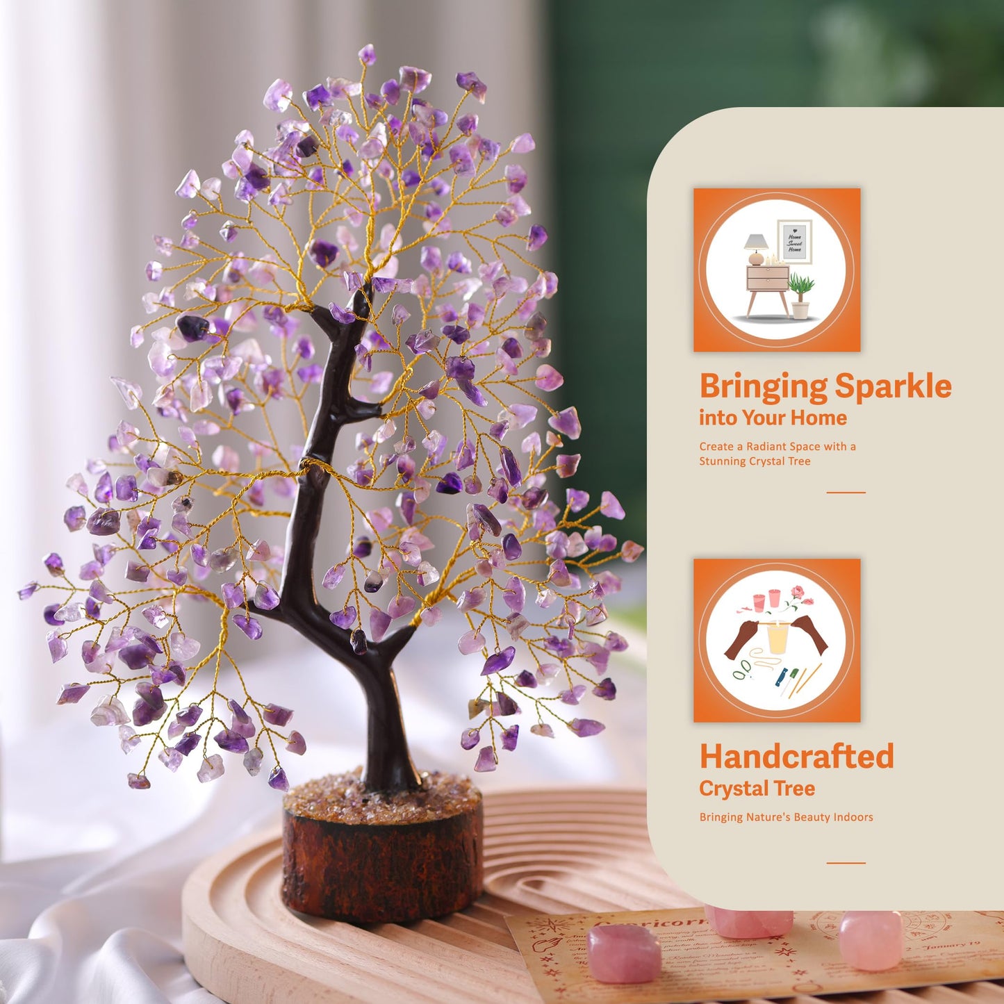 7 Chakra Tree, Crystals and Healing Stones, Chakra Tree of Life Crystal Tree for Positive Energy, Birthday Gifts for Women, Home Office Decor, House Warming Gifts New Home, Spiritual Gifts