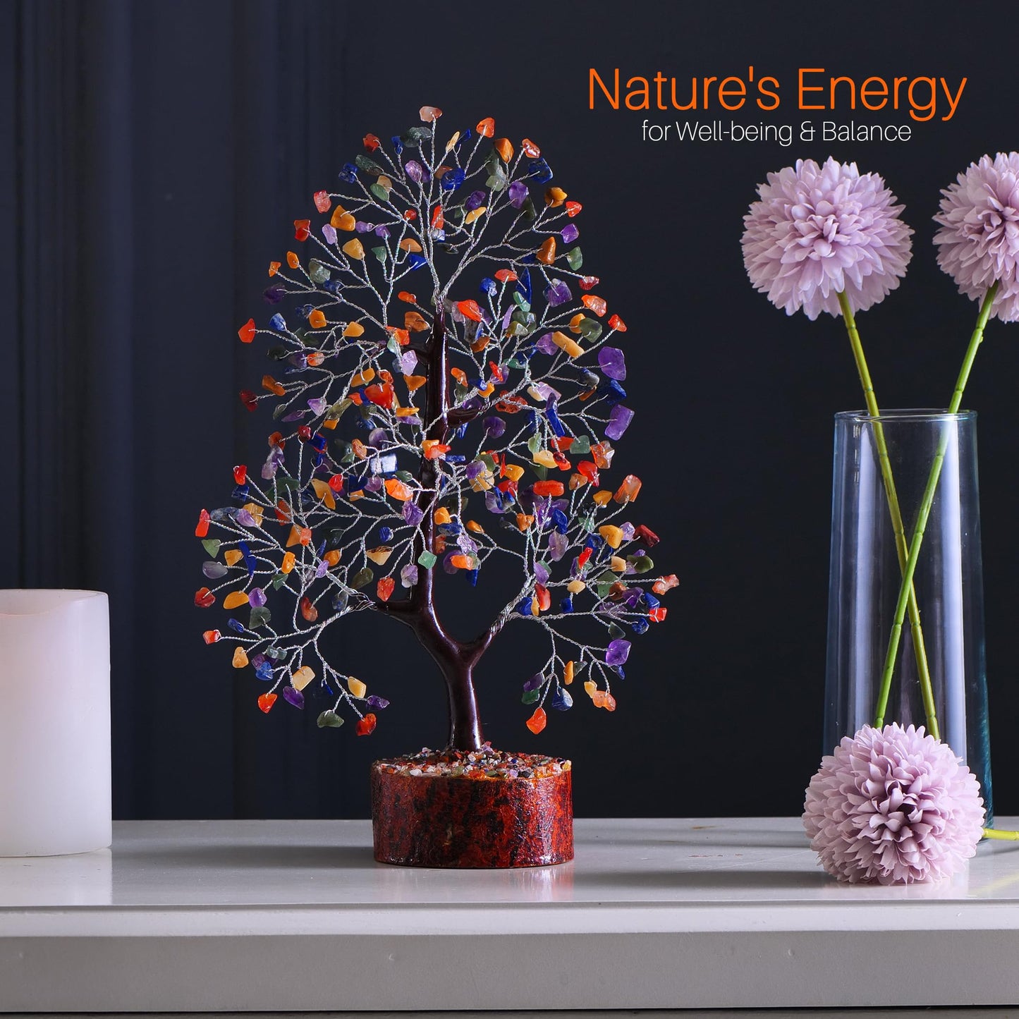 7 Chakra Tree, Crystals and Healing Stones, Chakra Tree of Life Crystal Tree for Positive Energy, Birthday Gifts for Women, Home Office Decor, House Warming Gifts New Home, Spiritual Gifts