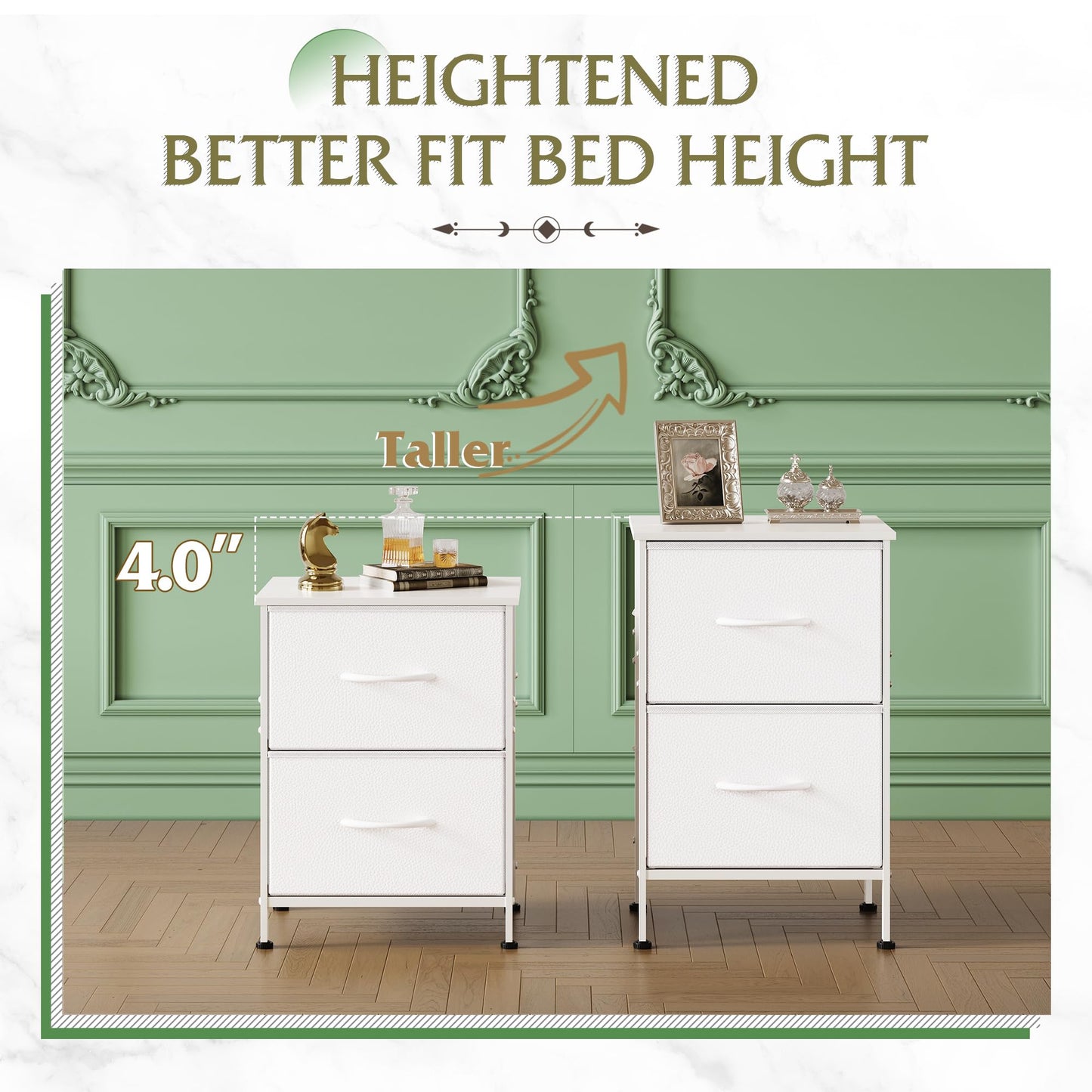 WLIVE Nightstand, 2 Drawer Dresser for Bedroom, Small Dresser with 2 Drawers, Bedside Furniture, Night Stand, End Table with Fabric Bins for Bedroom, Closet, Entryway, College Dorm, Dark Grey