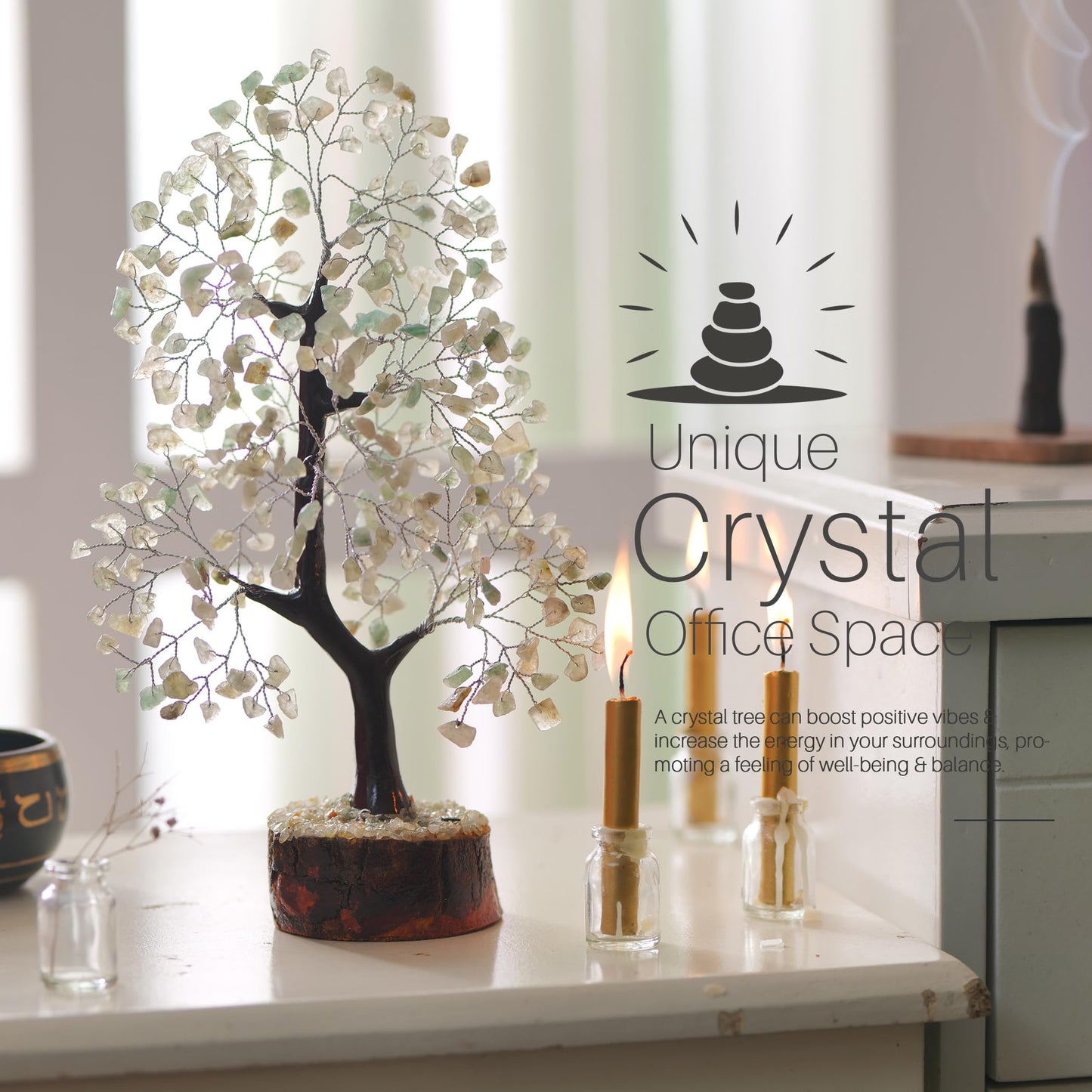 7 Chakra Tree, Crystals and Healing Stones, Chakra Tree of Life Crystal Tree for Positive Energy, Birthday Gifts for Women, Home Office Decor, House Warming Gifts New Home, Spiritual Gifts