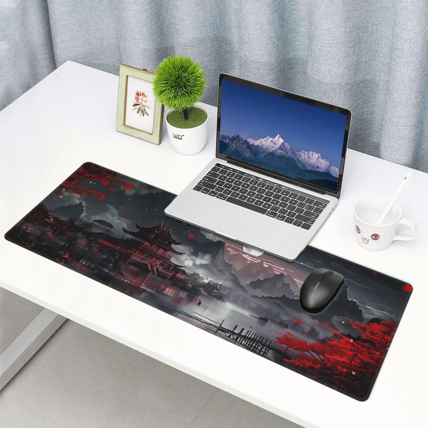 Japanese Mouse Pad, Large Japanese Desk Mat, XL Anime Gaming Keyboard Mat, Non-Slip Rubber Base, Big Extended Desk Protector for Home Office, 31.5”x11.8”