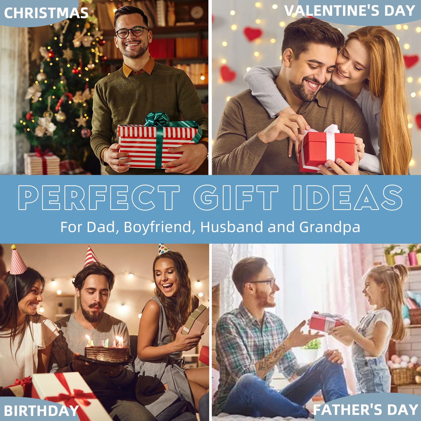 Gifts for Men Dad from Daughter Son Christmas, Wood Phone Docking Station with Drawer, Husband Birthday Gifts Him Boyfriend from Wife Anniversary Nightstand Organizer Xmas Stocking Stuffers