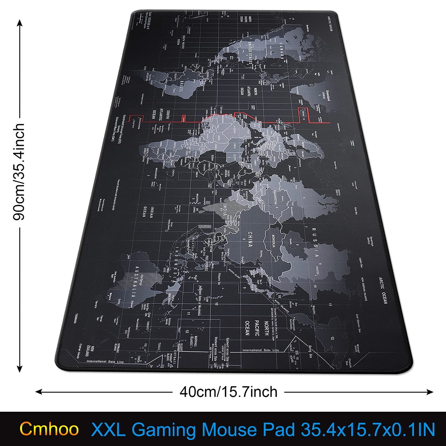XXL Professional Large Mouse Pad & Computer Game Mouse Mat (35.4x15.7x0.1IN, Map) (90 * 40 Map)