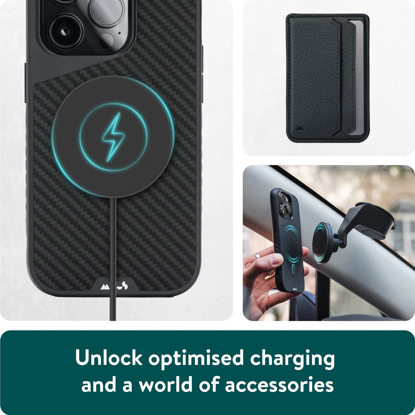 Mous - Case for iPhone 14 - Black Leather - Limitless 5.0 - Protective iPhone 14 Case MagSafe Compatible - Shockproof Phone Cover