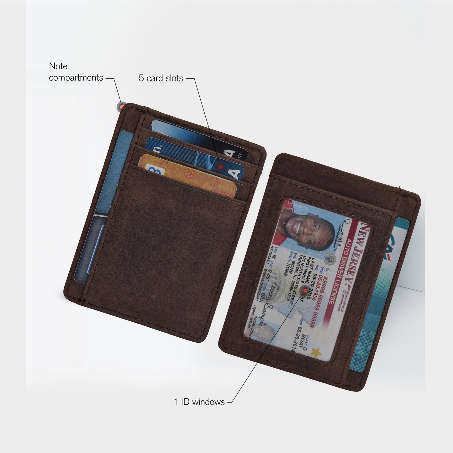 Leather Minimalist Wallet for Men & Women RFID Front Pocket Leather Card Holder Wallets