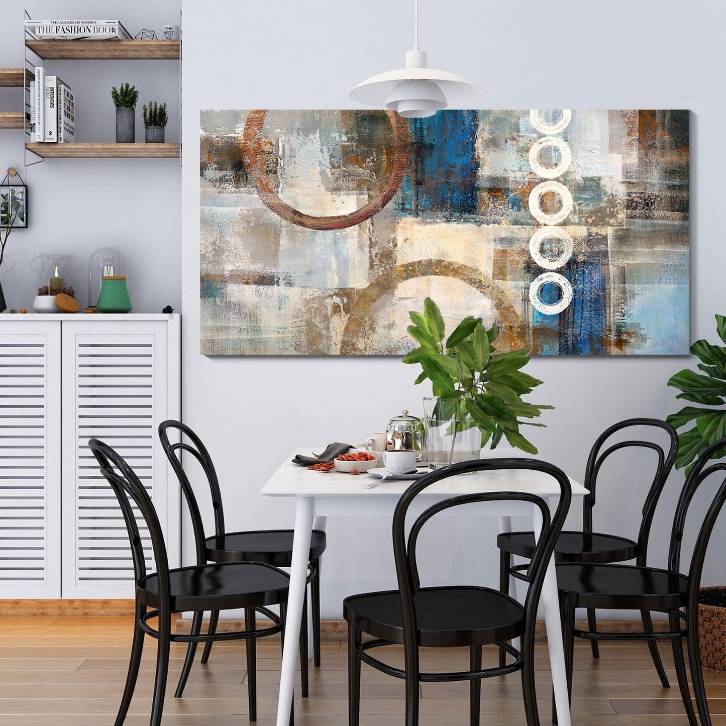 yiijeah Wall Art for Living Room - Framed Picture Artwork for Walls - Blue Wall Art 24x48 Inches Contemporary Abstract Wall Art Prints Canvas Painting Large Size Wall Art for Bedroom Office