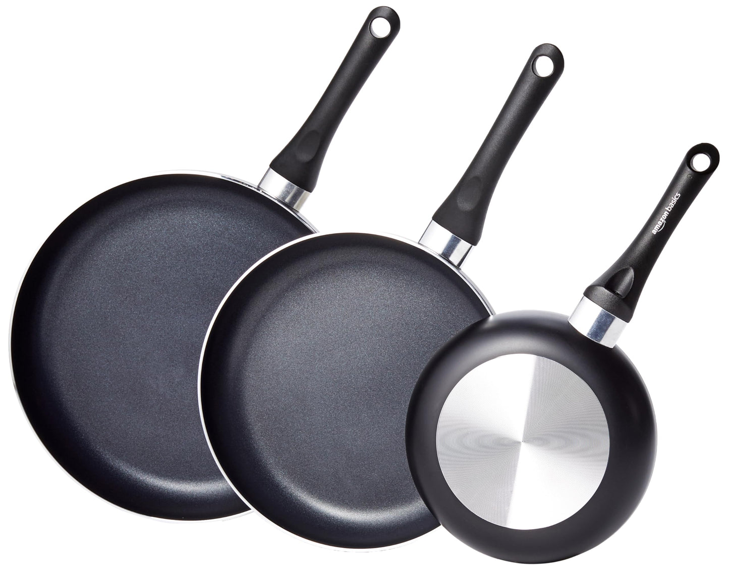Amazon Basics Non Stick 8-Piece Kitchen Cookware Set, Includes Pots and Pans, Black