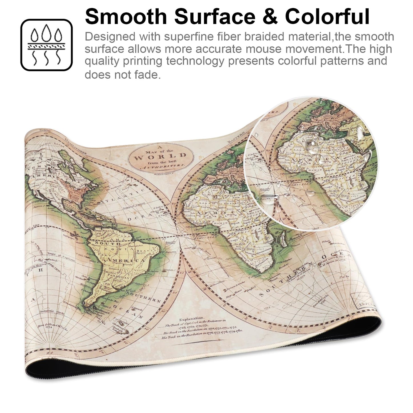 XXL Professional Large Mouse Pad & Computer Game Mouse Mat (35.4x15.7x0.1IN, Map) (90 * 40 Map)