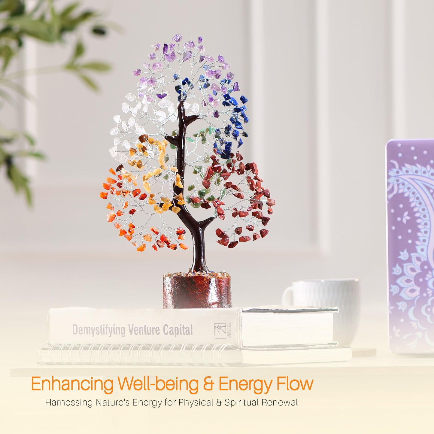 7 Chakra Tree, Crystals and Healing Stones, Chakra Tree of Life Crystal Tree for Positive Energy, Birthday Gifts for Women, Home Office Decor, House Warming Gifts New Home, Spiritual Gifts