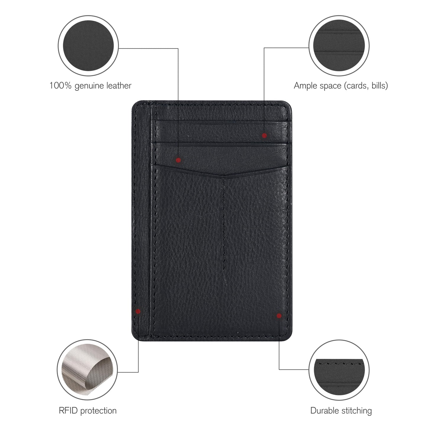 Leather Minimalist Wallet for Men & Women RFID Front Pocket Leather Card Holder Wallets