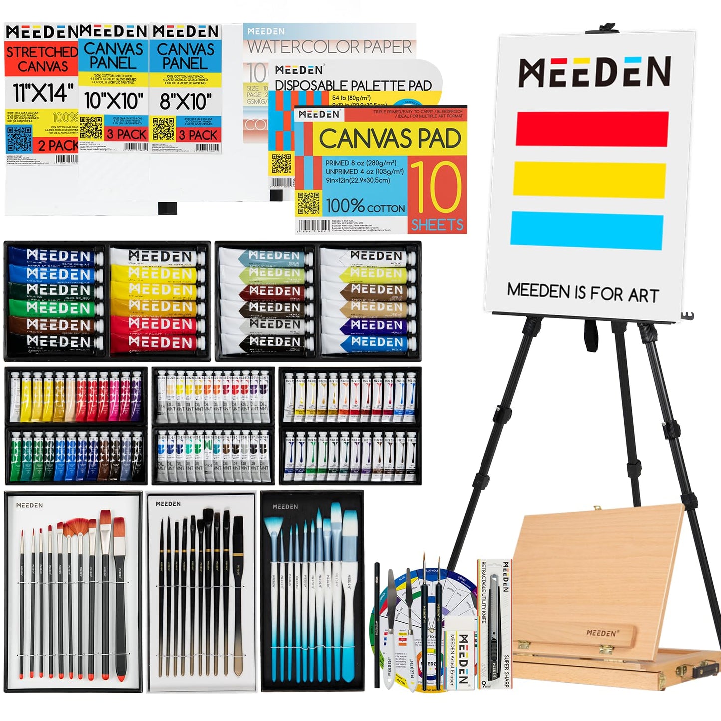 MEEDEN 149PCS Art Supplies with French Easel, All-in-one Painting Set for Artists Beginners