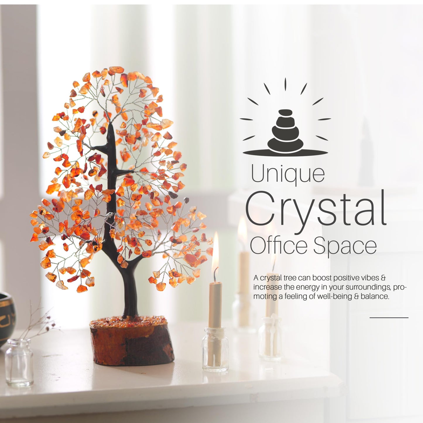 7 Chakra Tree, Crystals and Healing Stones, Chakra Tree of Life Crystal Tree for Positive Energy, Birthday Gifts for Women, Home Office Decor, House Warming Gifts New Home, Spiritual Gifts