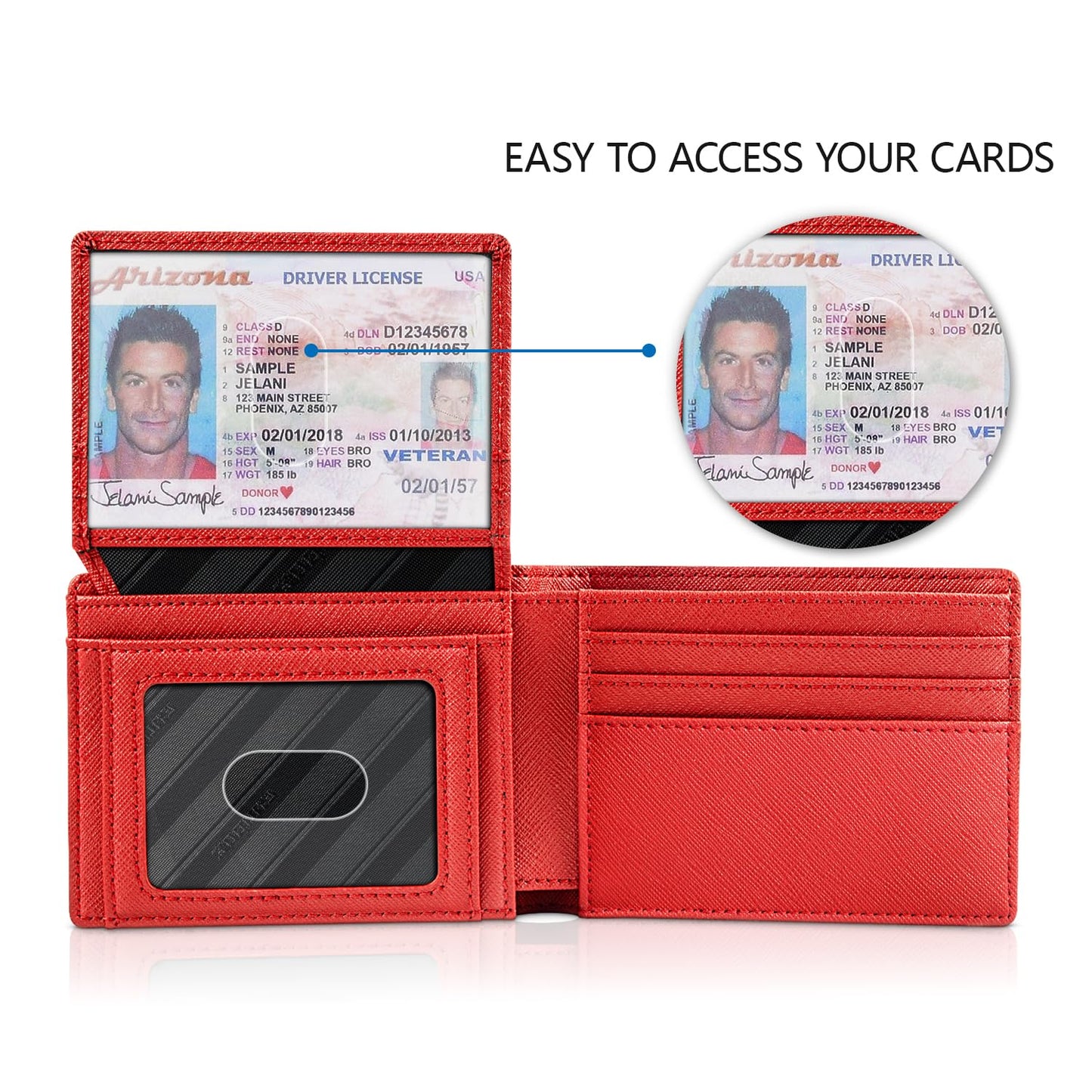 RUNBOX Wallet for Men Slim Rfid Leather 2 ID Window With Gift Box