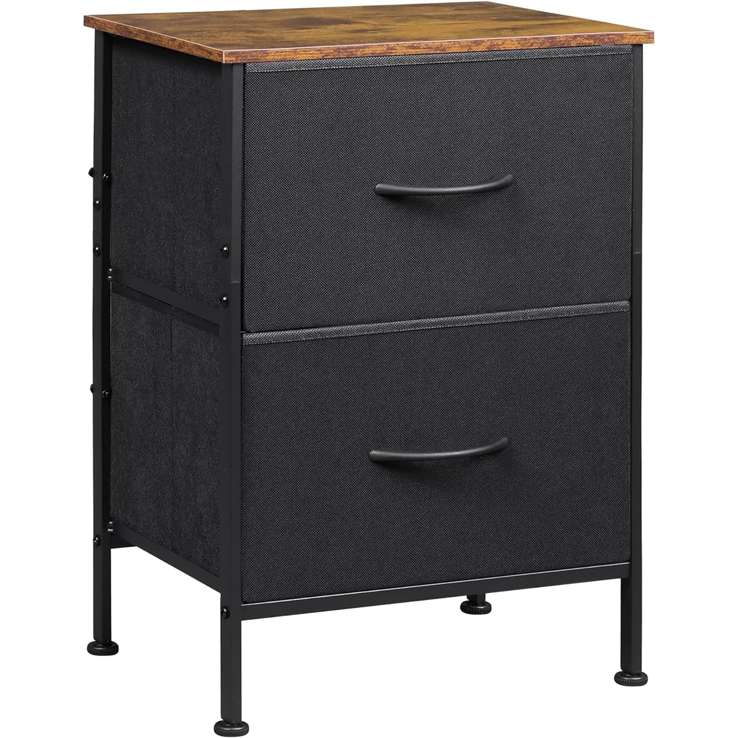 WLIVE Nightstand, 2 Drawer Dresser for Bedroom, Small Dresser with 2 Drawers, Bedside Furniture, Night Stand, End Table with Fabric Bins for Bedroom, Closet, Entryway, College Dorm, Dark Grey