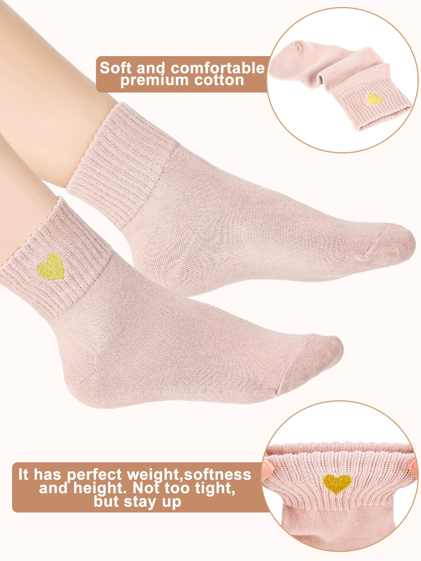 Eurzom 10 Pairs Socks Elastic Ankle Length Cotton Socks Aesthetic Socks Cute Socks Lightweight Low Cut Socks for Women Girl