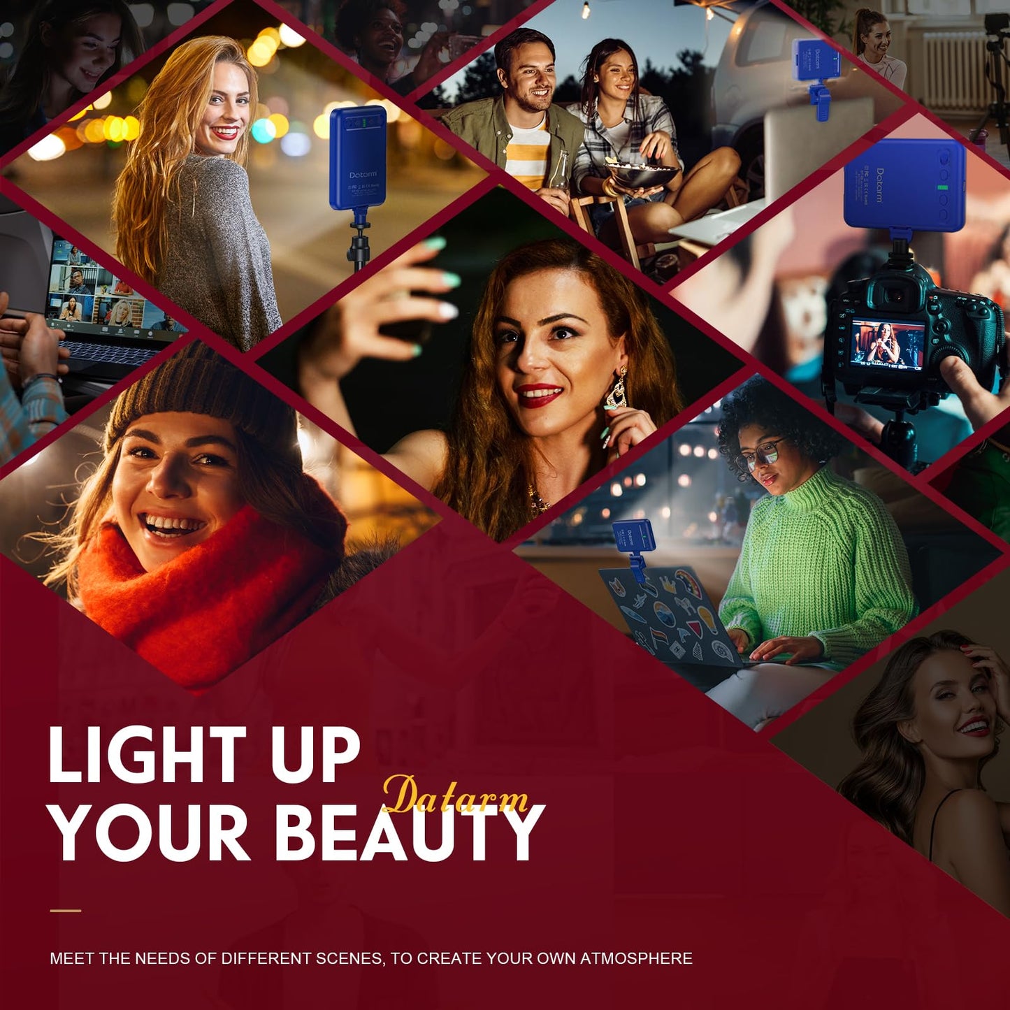 Rechargeable Soft Selfie Light for Phone, Camera, Laptop, 4-14H Battery Portable LED Light for Pictures, Phone Light Clip for Selfie, Vlog, TikTok, Makeup, Video Conference Black