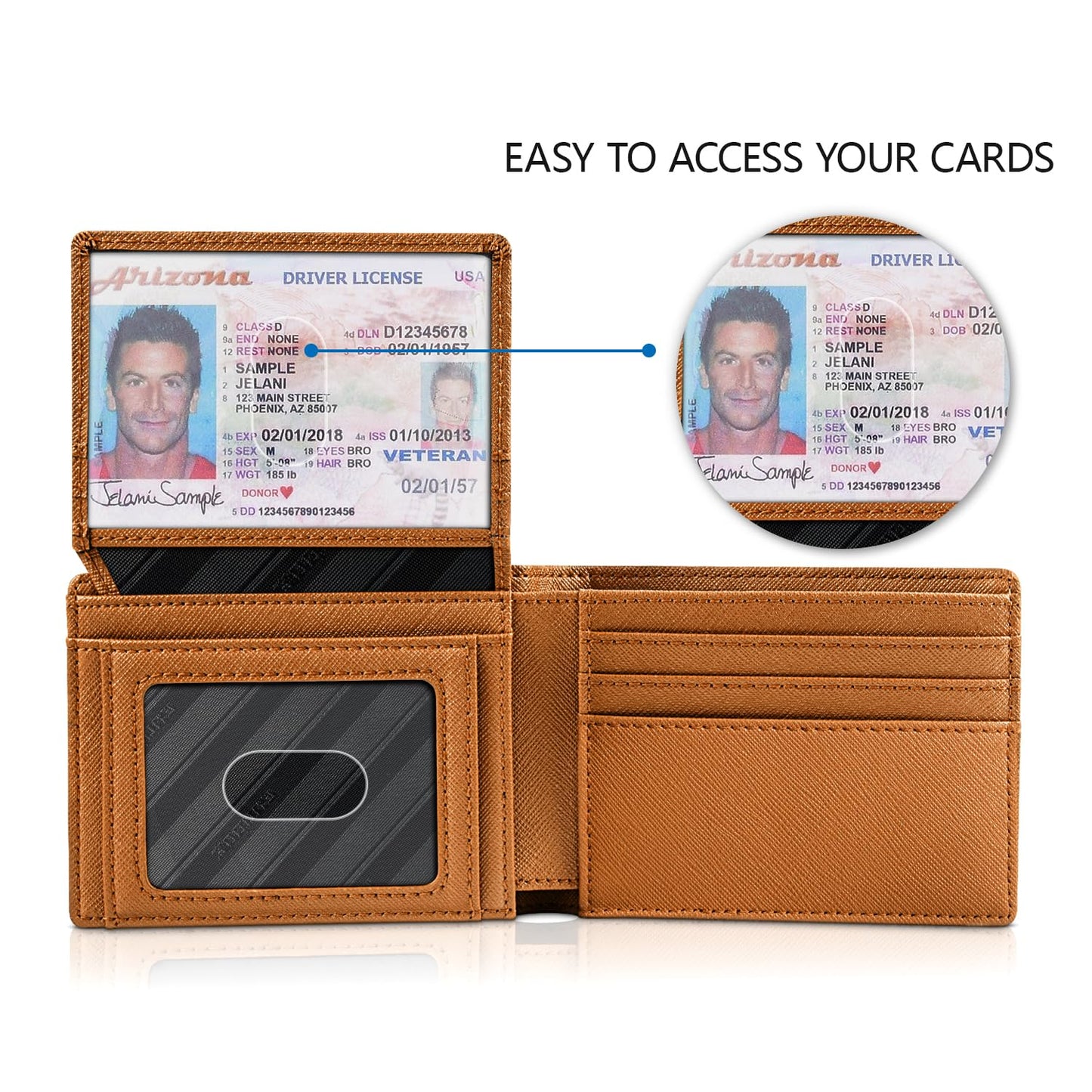 RUNBOX Wallet for Men Slim Rfid Leather 2 ID Window With Gift Box