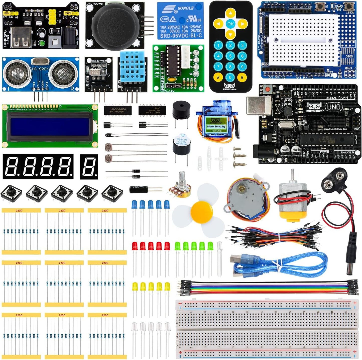 Uno R3 Starter Kit with Board Included. The Best Kit to Start in The Arduino World. for Beginners and Advanced Users. Use Arduino IDE for Setup. More Than 30 Components