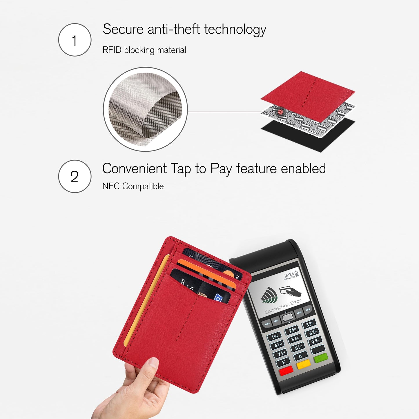 Leather Minimalist Wallet for Men & Women RFID Front Pocket Leather Card Holder Wallets