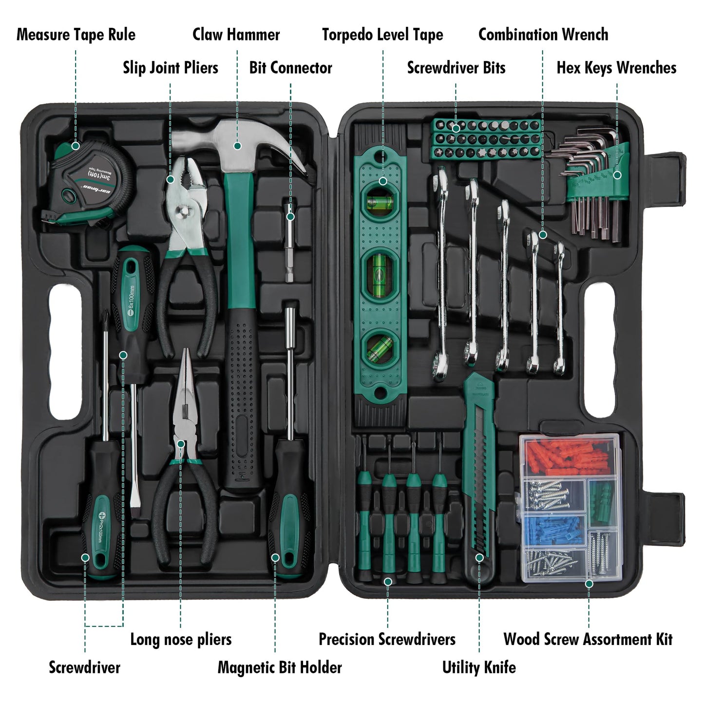 CARTMAN 148Piece Tool Set General Household Hand Tool Kit with Plastic Toolbox Storage Case Blue