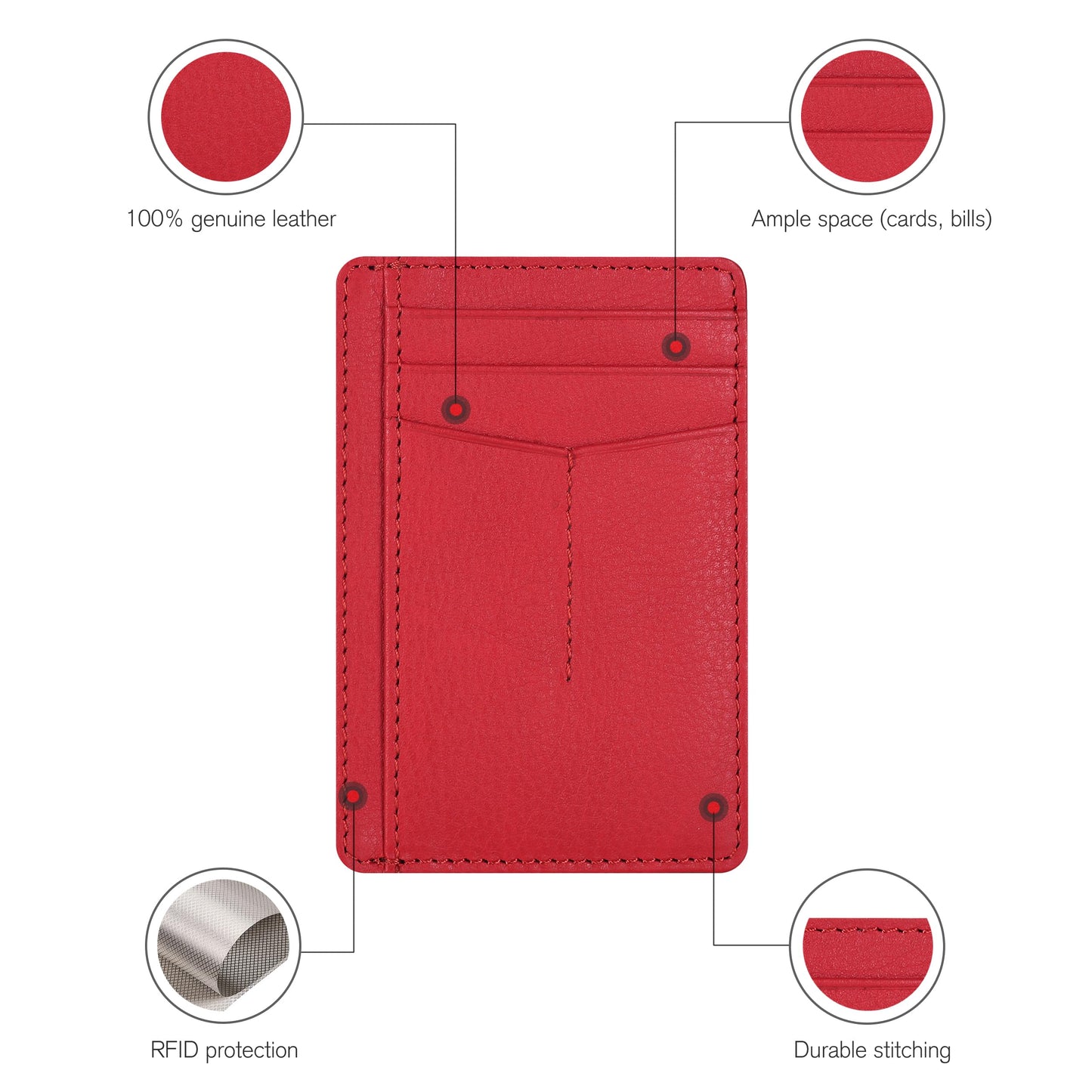Leather Minimalist Wallet for Men & Women RFID Front Pocket Leather Card Holder Wallets