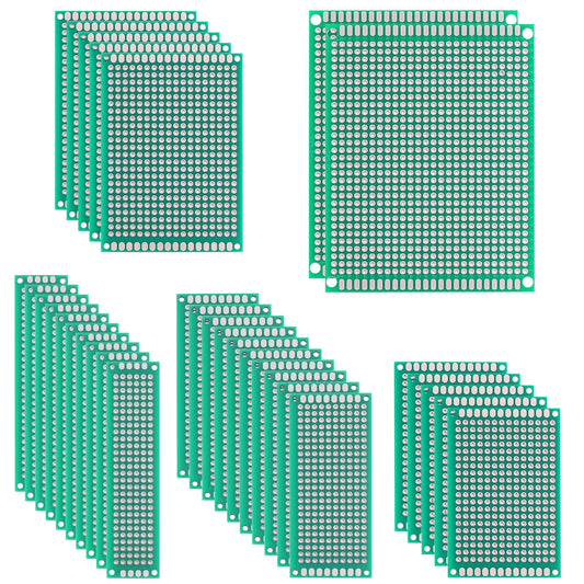 32 Pcs PCB Board, Green Circuit Board with 5 Sizes Compatible, Double Sided PCB Prototype Board for DIY Electronics Projects Apply to Soldering Projects