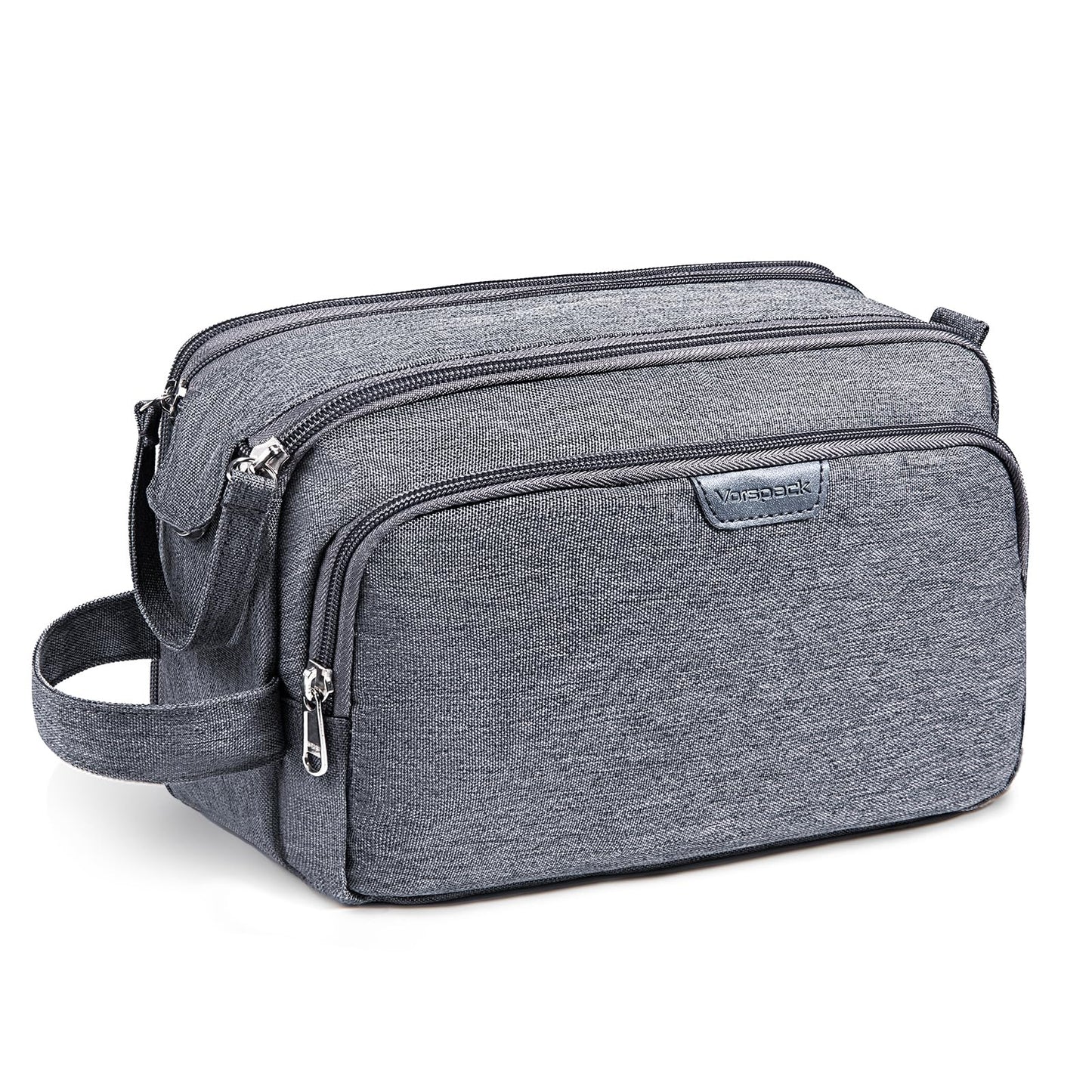 Vorspack Travel Toiletry Bag for Men - Water Resistant Mens Toiletry Travel Bag Dopp Kit Shaving Bag for Bathroom Toiletries Gifts - Grey