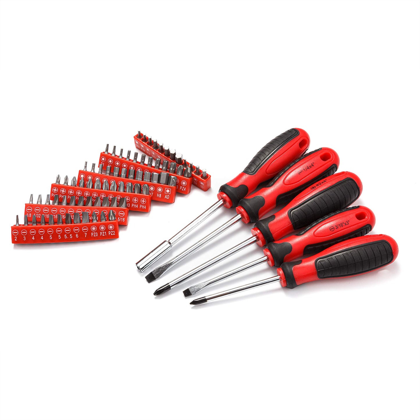 CARTMAN 205 Piece Ratchet Wrench Tool Set 1/4" & 3/8" & 1/2" Drive with SAE/Metric Sockets Kit in Plastic Toolbox