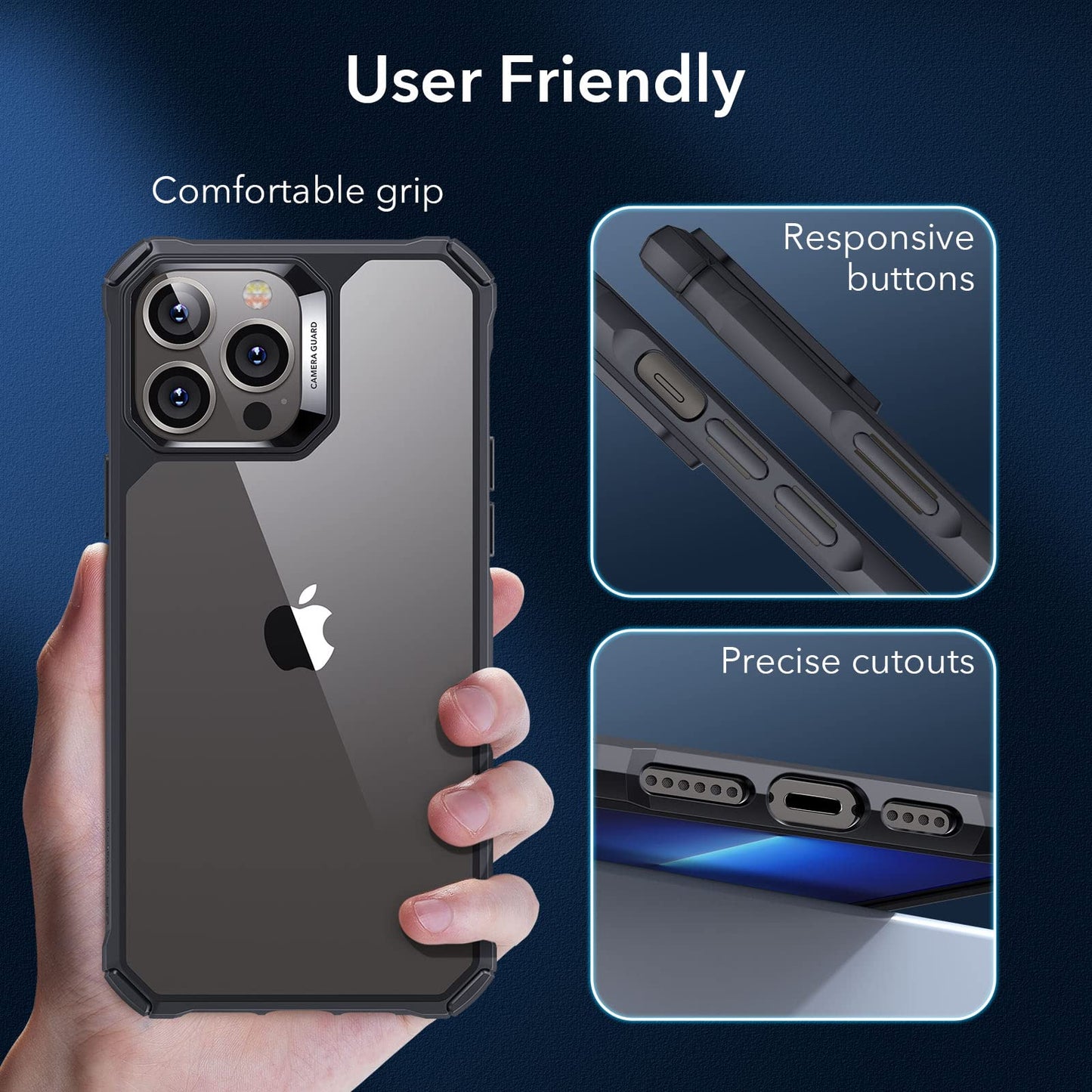 ESR Air Armor Case, Compatible with iPhone 13 Pro Max Case, Military-Grade Drop Protection, Shock-Absorbing Corners, Yellowing-Resistant Hard Back, Scratch Resistant, Clear