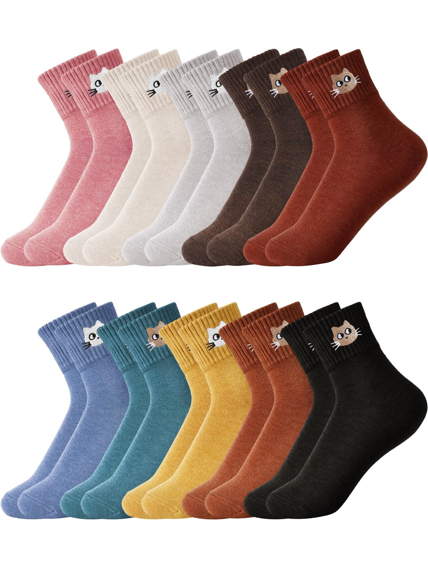 Eurzom 10 Pairs Socks Elastic Ankle Length Cotton Socks Aesthetic Socks Cute Socks Lightweight Low Cut Socks for Women Girl