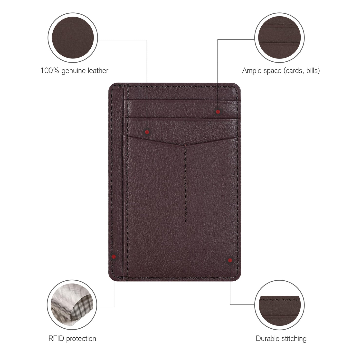 Leather Minimalist Wallet for Men & Women RFID Front Pocket Leather Card Holder Wallets
