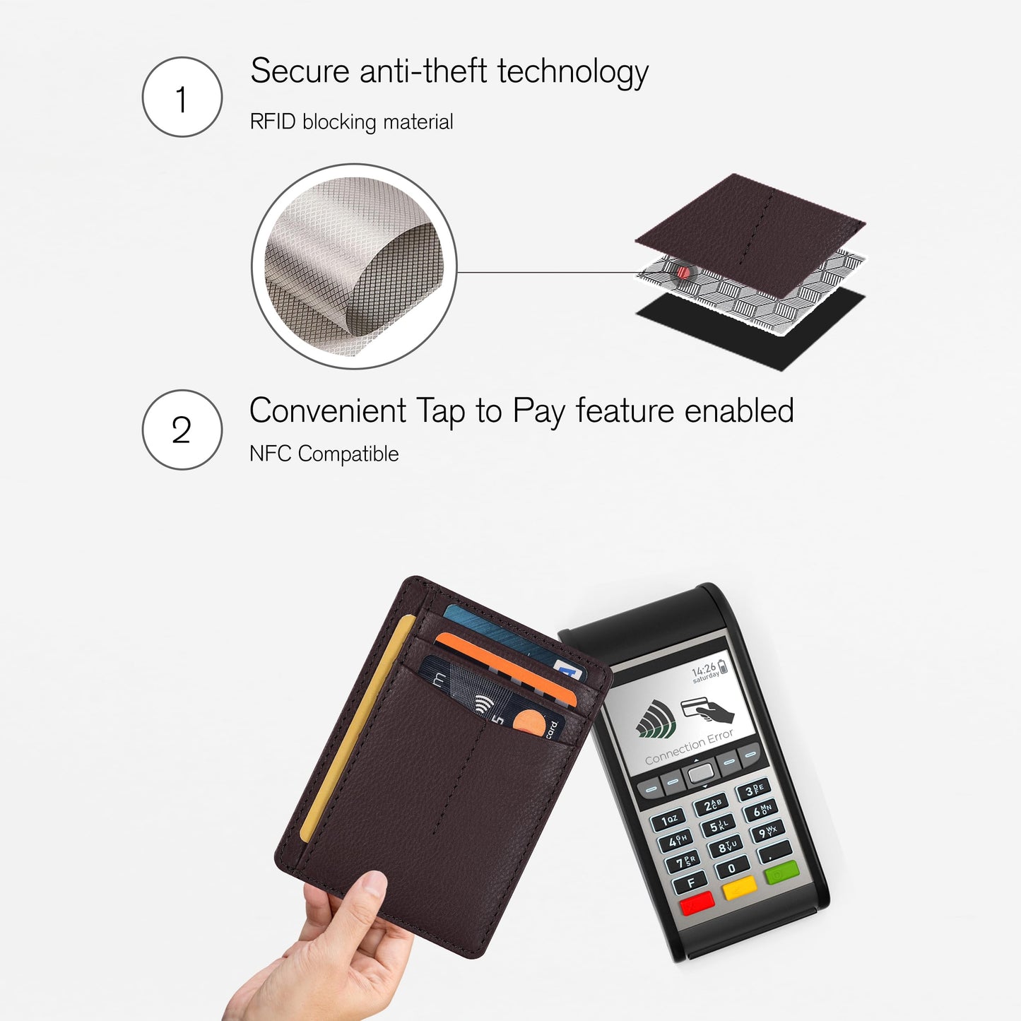 Leather Minimalist Wallet for Men & Women RFID Front Pocket Leather Card Holder Wallets