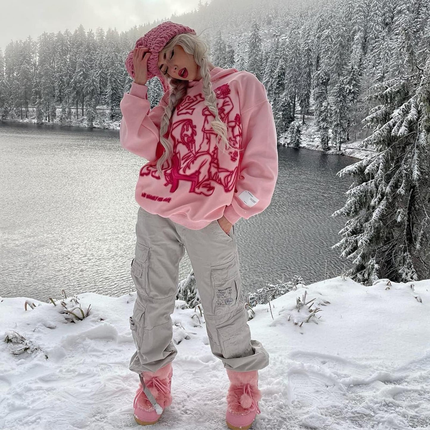 Aelfric Eden Mens Graphic Oversized Hoodie Cartoon Character Print Streetwear Casual hoodies y2k Hooded Sweatshirt