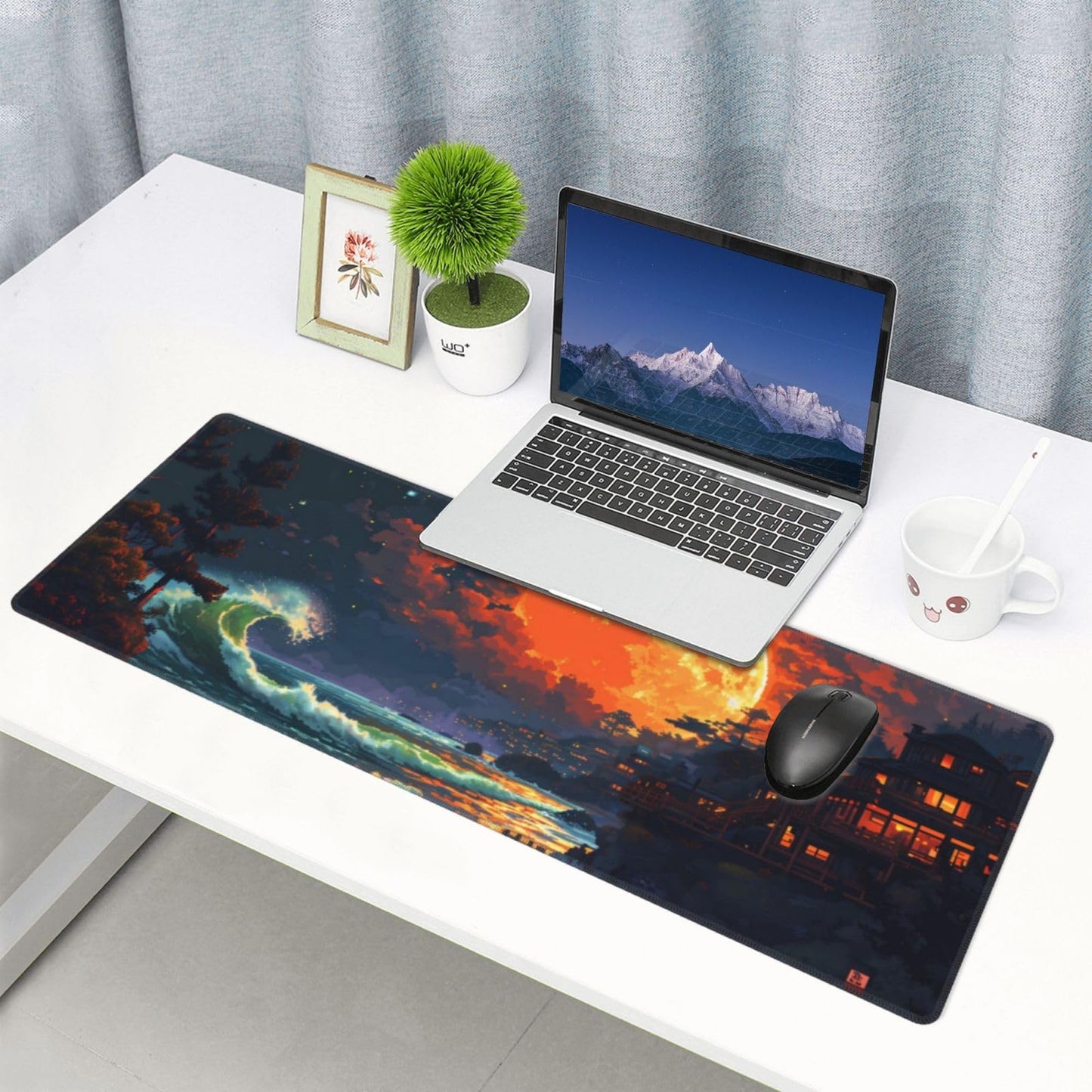 Japanese Mouse Pad, Large Japanese Desk Mat, XL Anime Gaming Keyboard Mat, Non-Slip Rubber Base, Big Extended Desk Protector for Home Office, 31.5”x11.8”