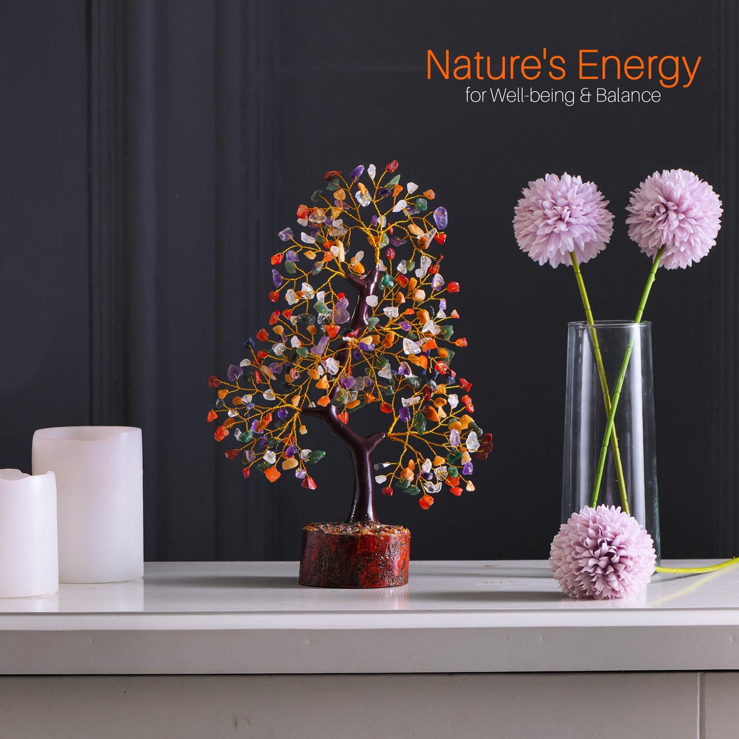 7 Chakra Tree, Crystals and Healing Stones, Chakra Tree of Life Crystal Tree for Positive Energy, Birthday Gifts for Women, Home Office Decor, House Warming Gifts New Home, Spiritual Gifts