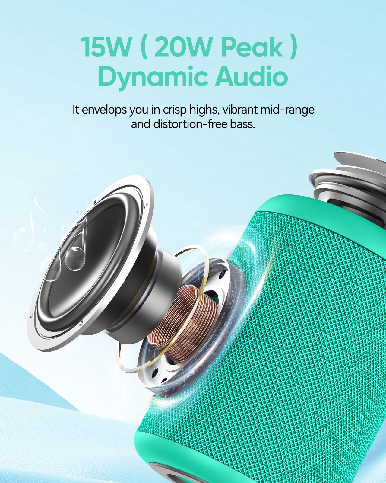 Portable Bluetooth Speaker with Lights, Powerful Crystal Clear Sound, IPX5 Waterproof, All Day Playtime, AUX&TF-Card Input, Bluetooth 5.3, TWS Paring, Small Wireless Speaker for Outdoor, Gift Ideas