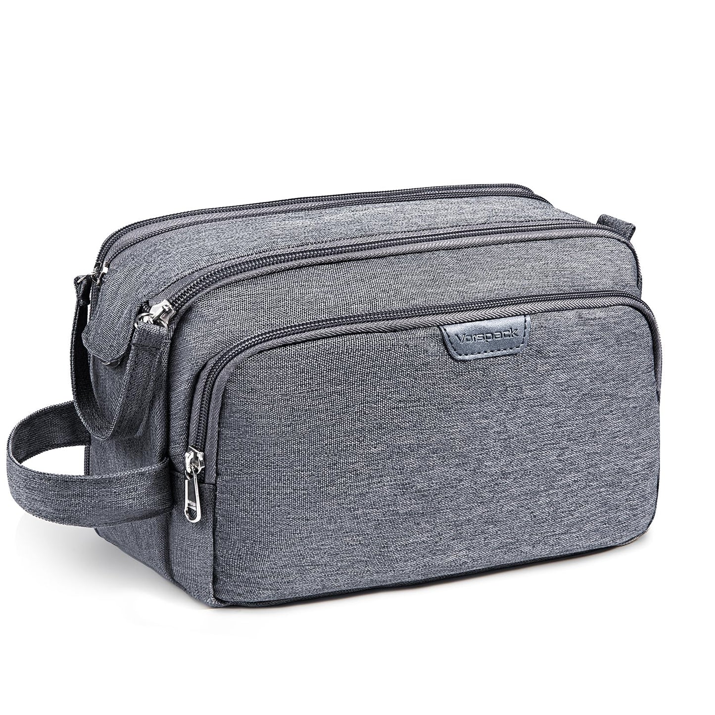 Vorspack Travel Toiletry Bag for Men - Water Resistant Mens Toiletry Travel Bag Dopp Kit Shaving Bag for Bathroom Toiletries Gifts - Grey
