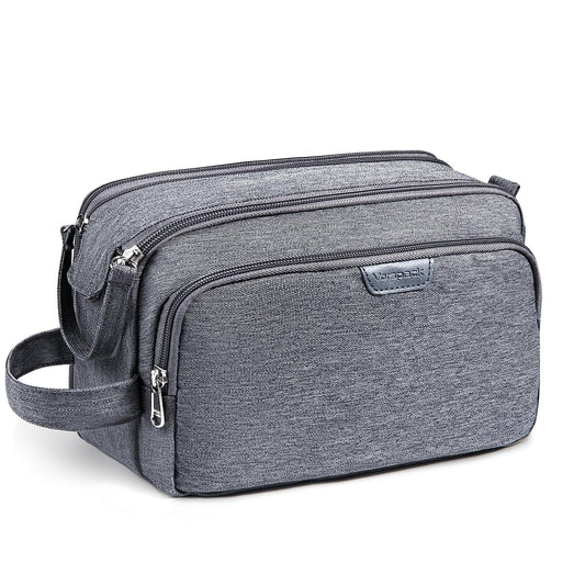 Vorspack Travel Toiletry Bag for Men - Water Resistant Mens Toiletry Travel Bag Dopp Kit Shaving Bag for Bathroom Toiletries Gifts - Grey
