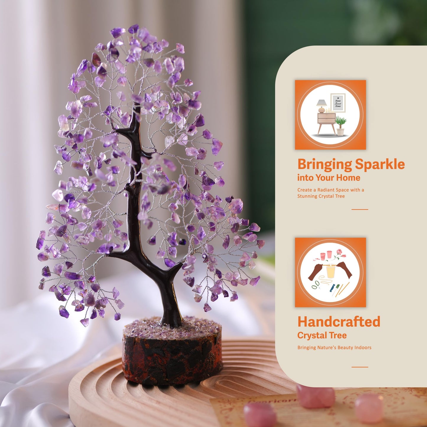 7 Chakra Tree, Crystals and Healing Stones, Chakra Tree of Life Crystal Tree for Positive Energy, Birthday Gifts for Women, Home Office Decor, House Warming Gifts New Home, Spiritual Gifts