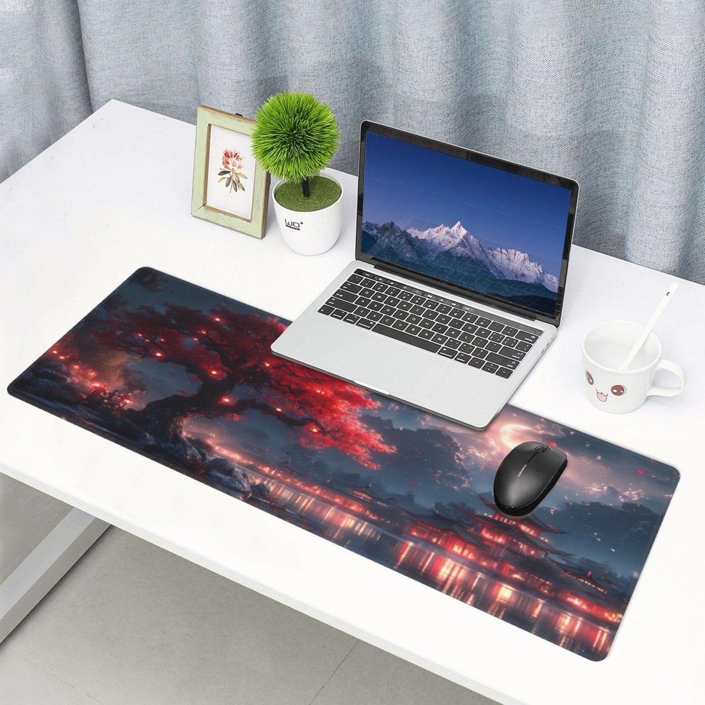 Japanese Mouse Pad, Large Japanese Desk Mat, XL Anime Gaming Keyboard Mat, Non-Slip Rubber Base, Big Extended Desk Protector for Home Office, 31.5”x11.8”