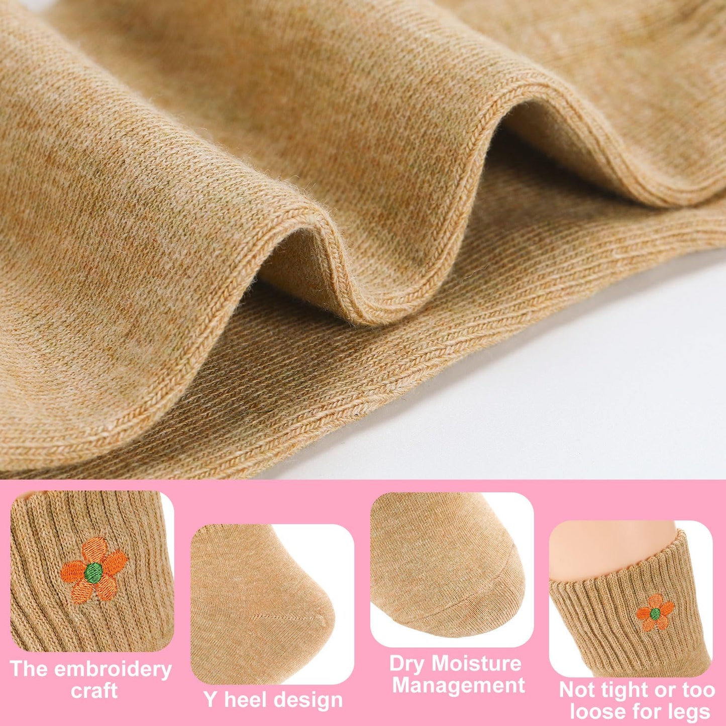 Eurzom 10 Pairs Socks Elastic Ankle Length Cotton Socks Aesthetic Socks Cute Socks Lightweight Low Cut Socks for Women Girl