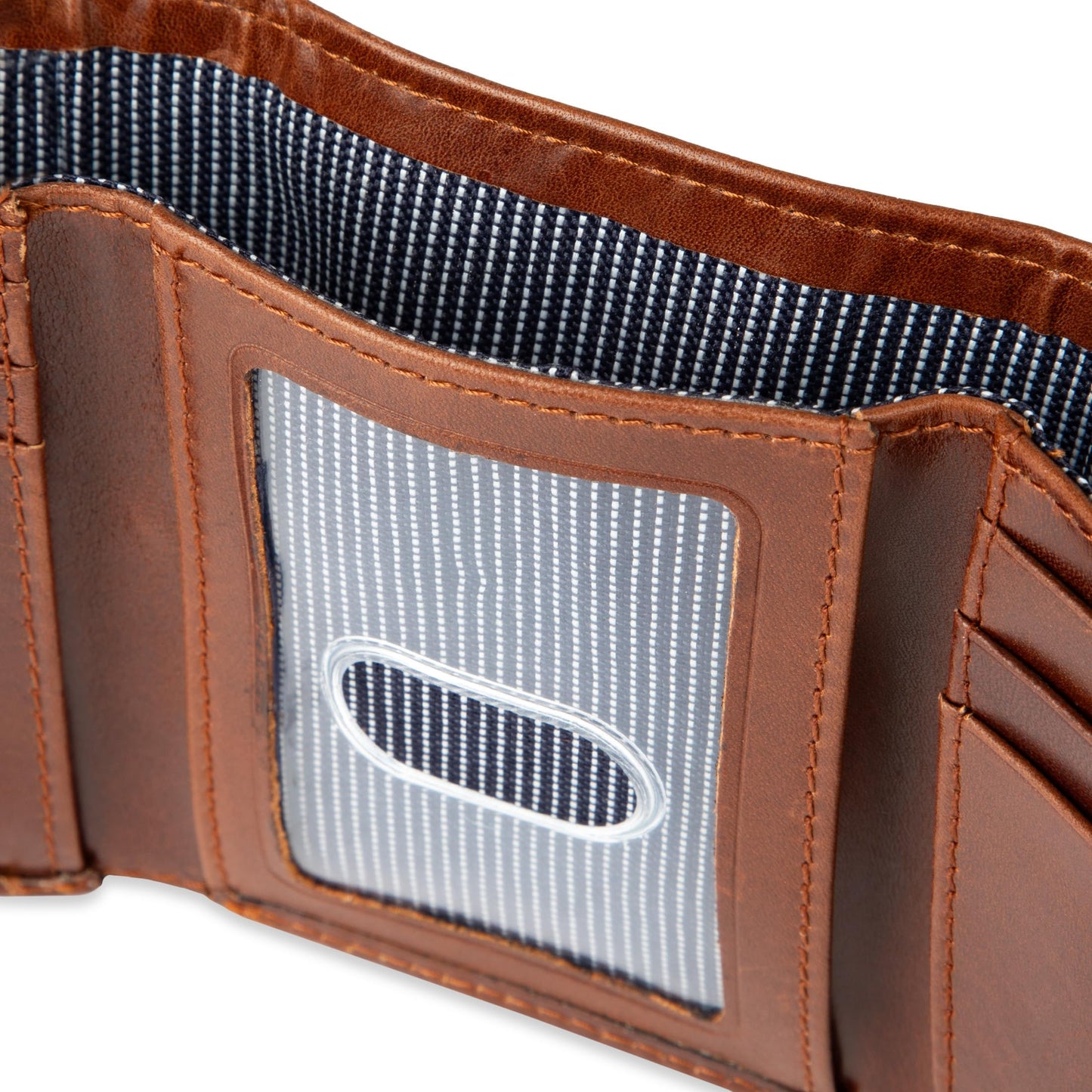 Levi's Men's Trifold Wallet-Sleek and Slim Includes Id Window and Credit Card Holder, Brown Stitch, One Size