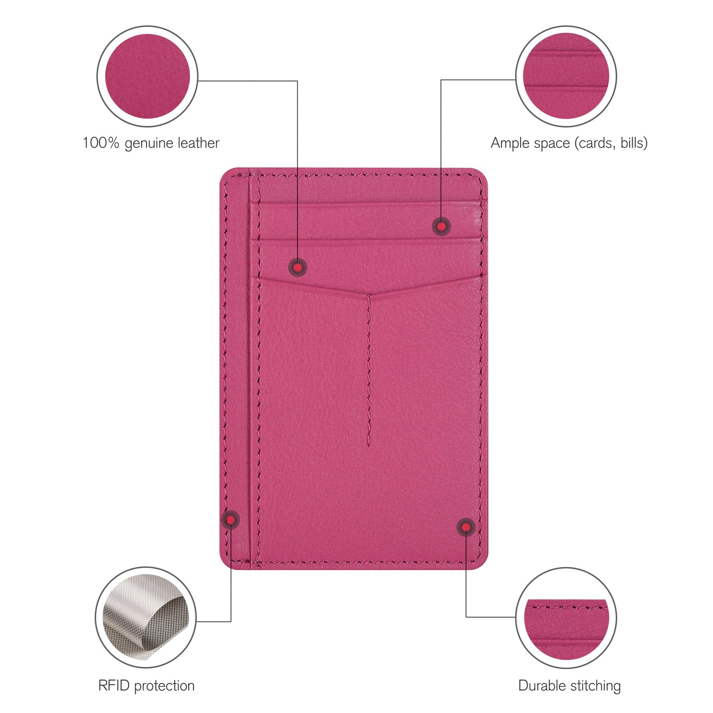 Leather Minimalist Wallet for Men & Women RFID Front Pocket Leather Card Holder Wallets