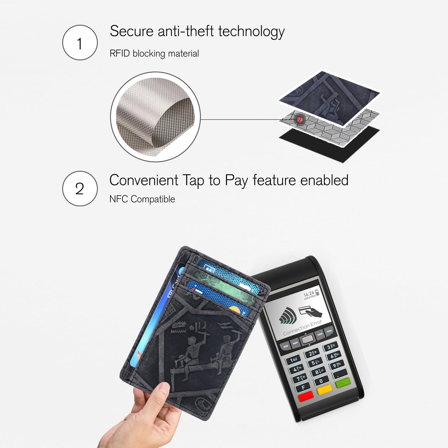 Leather Minimalist Wallet for Men & Women RFID Front Pocket Leather Card Holder Wallets